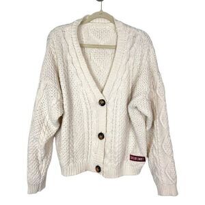 Taylor Swift Sweater M/L Large Cream Red Folklore-Era Cardigan Cable Knit Star